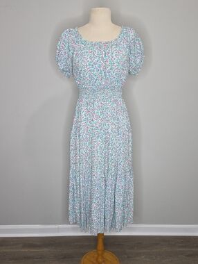 J. Crew Puff-Sleeve Midi Dress Size 00 XS Floral Viscose